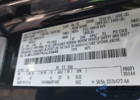 2019 Lincoln Mkc Reserve z USA, uszkodzony, nr VIN 5LMCJ3D97KUL03446